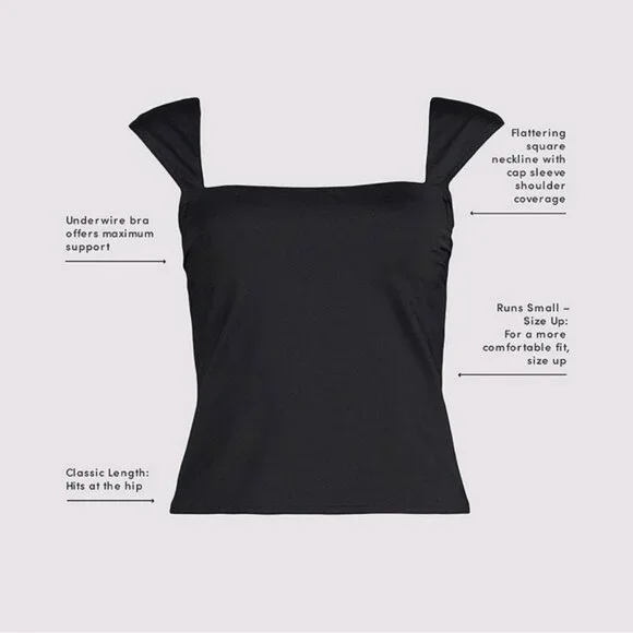 Lands end square neck tankini swimsuit top 14 long thick - Picture 8 of 8